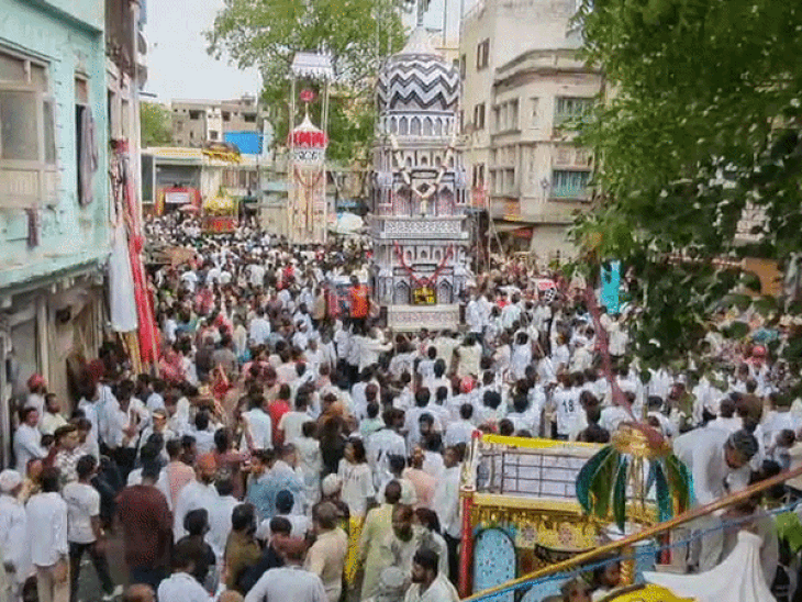 मुहर्रम पर ताजिया जुलूस में उमड़ी अकीदत:गूंजे या हुसैन के नारे, पलटन, धोलीबावड़ी और अलीपुरा के ताजिए रहे आकर्षण का केंद्र