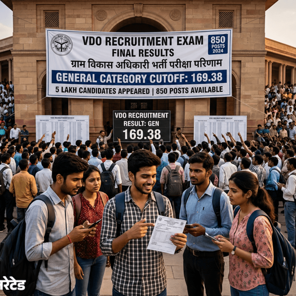 VDO भर्ती परीक्षा का फाइनल रिजल्ट जारी:जनरल वर्ग की कटऑफ 169.38 रही; 850 पद के लिए 5 लाख अभ्यर्थियों ने दी थी परीक्षा