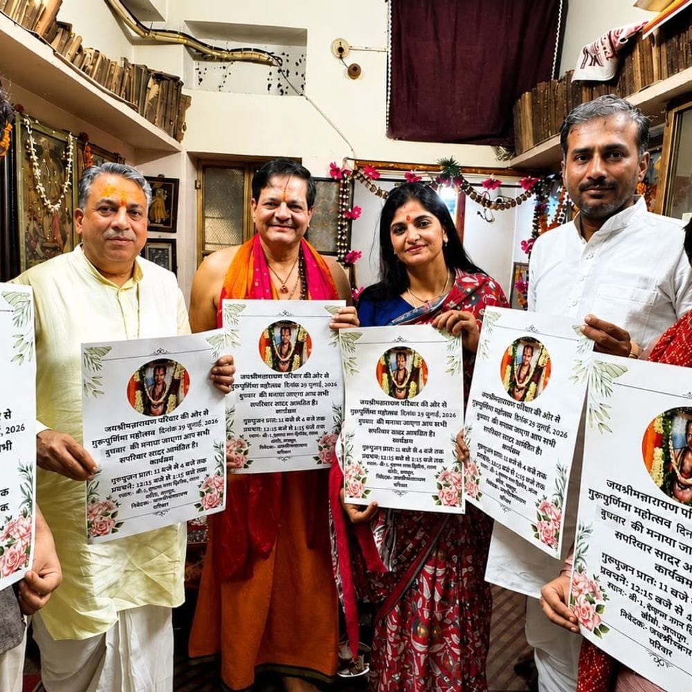 गुरु मंत्र दीक्षा से लेकर सामाजिक सरोकारों का होगा संगम:जयश्रीमन्नारायण परिवार का गुरु पूर्णिमा महोत्सव-2026 के पोस्टर का हुआ विमोचन
