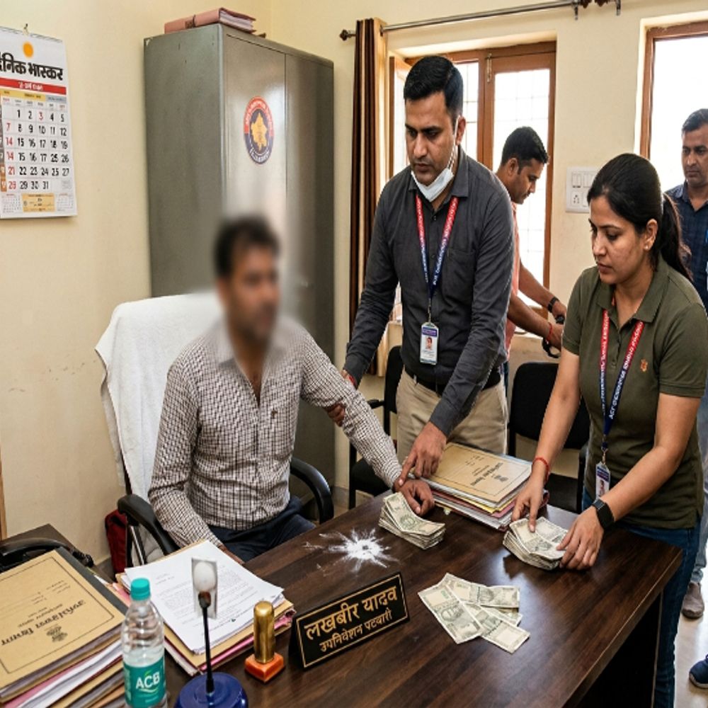 जैसलमेर में एसीबी की बड़ी कार्रवाई, पटवारी लखबीर ट्रैप:उपनिवेशन पटवारी 50 हजार की रिश्वत राशि के साथ रंगे हाथ गिरफ्तार, सरकारी आवास पर सर्च ऑपरेशन जारी