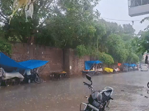 तेज बारिश से धौलपुर तर, गर्मी से राहत:सड़कों पर जलभराव, किसानों के खिले चेहरे