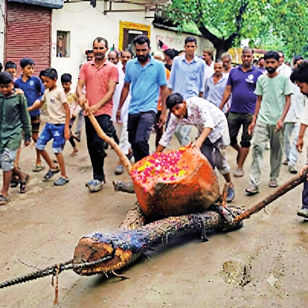 बारिश और सुख-समृद्धि की कामना को लेकर निकाली घास भैरुजी की सवारी