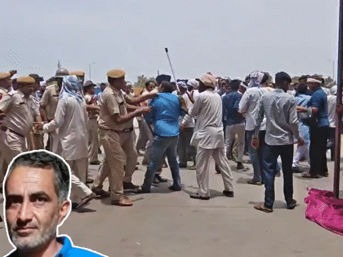सीमेंट प्लांट के बाहर प्रदर्शनकारियों पर पुलिस का लाठीचार्ज, VIDEO:ट्रेलर की टक्कर से युवक की हुई थी मौत, हंगामे के दौरान पत्नी बेहोश; मुआवजा-स्पीड ब्रेकर की मांग